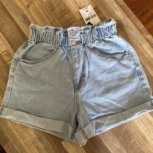 Forever 21- Light Wash Denim Paperbag Shorts Sz M